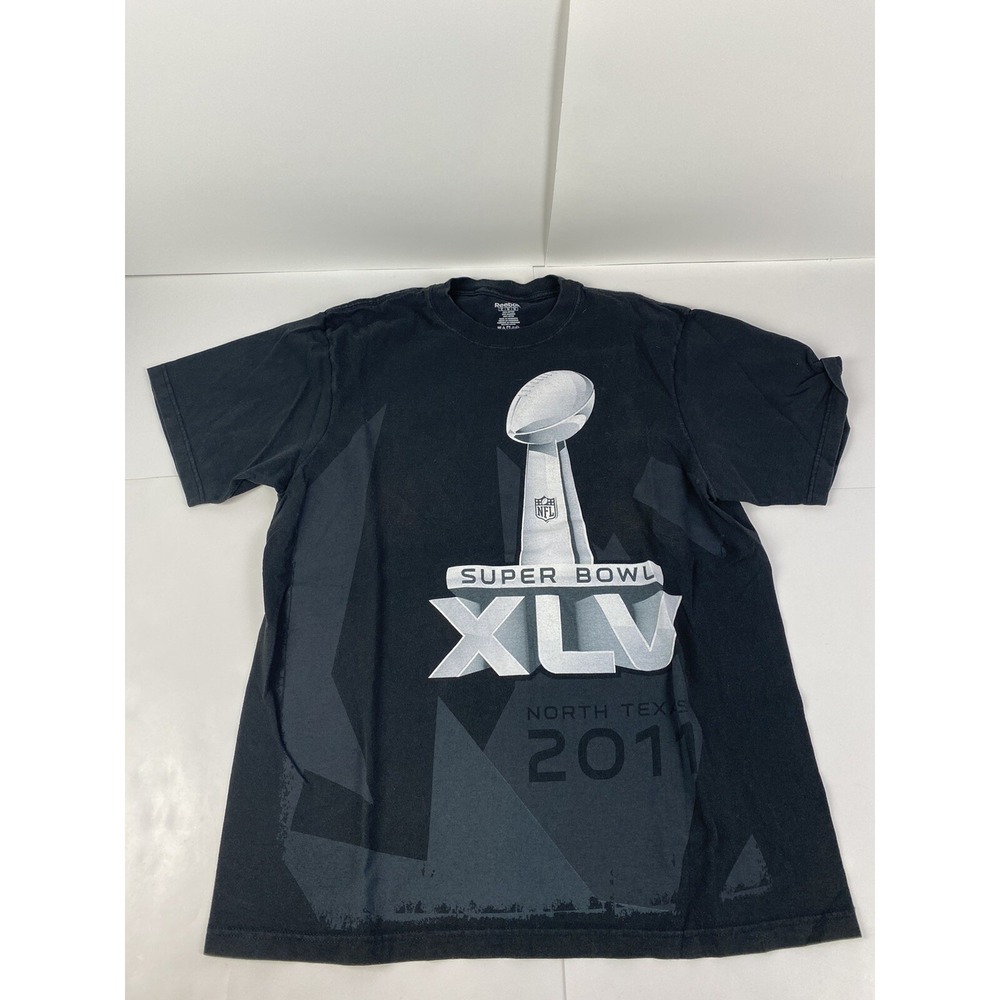 Super Bowl XLV Pittsburgh Steelers Packers T Shirt Men XL NFL 2011 Reebok Black